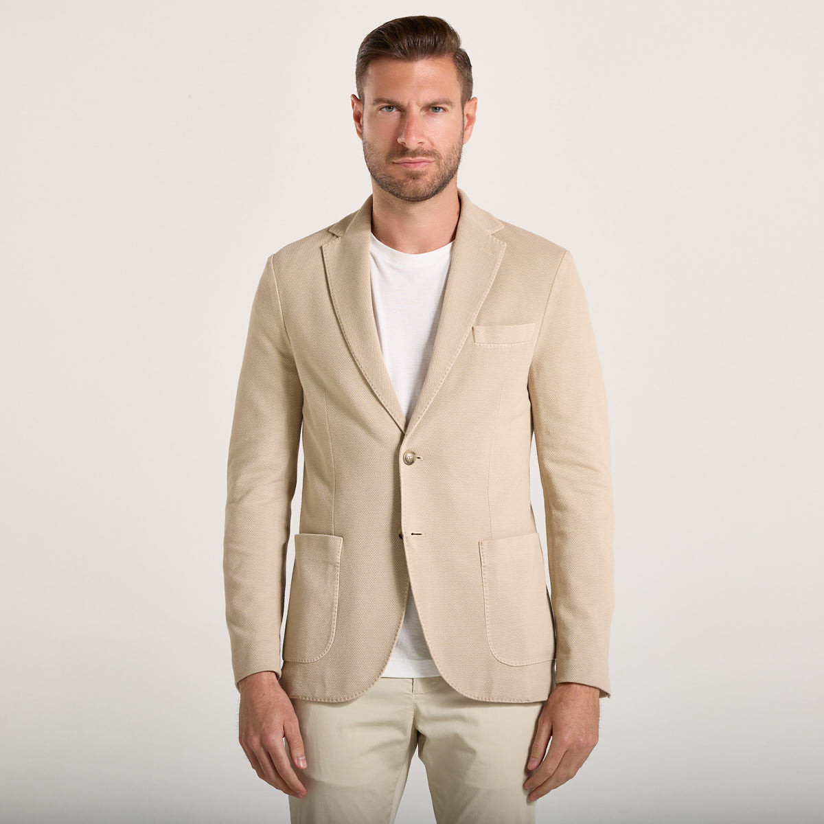 Circolo giacca monopetto in tessuto beige