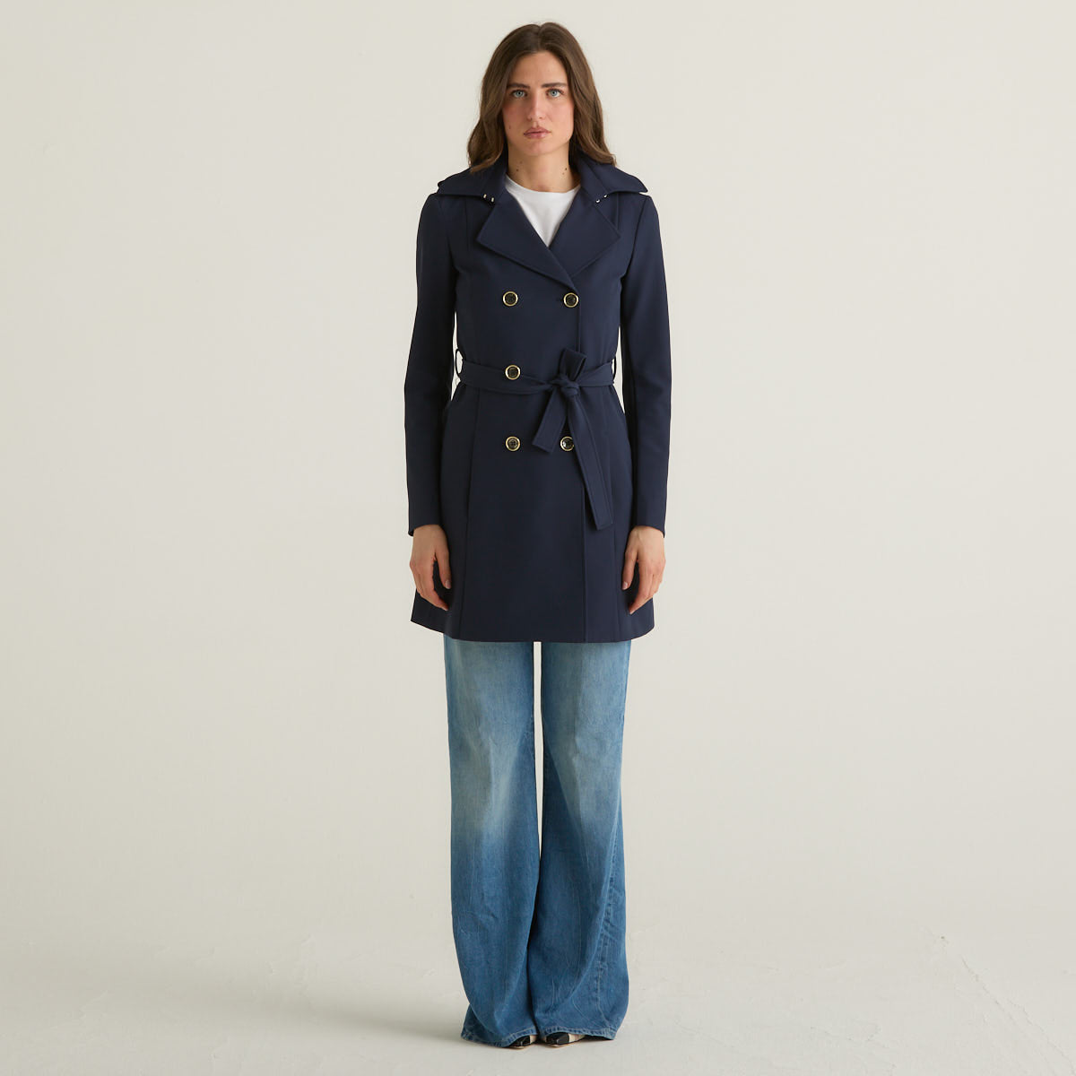 Patrizia Pepe trench blu in tessuto tecnico