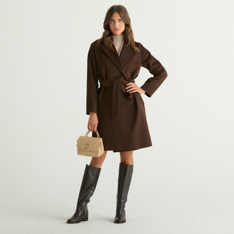 Maxmara cappotto corte in lana cioccolato
