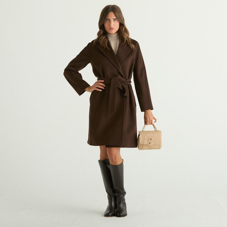 Maxmara cappotto corte in lana cioccolato