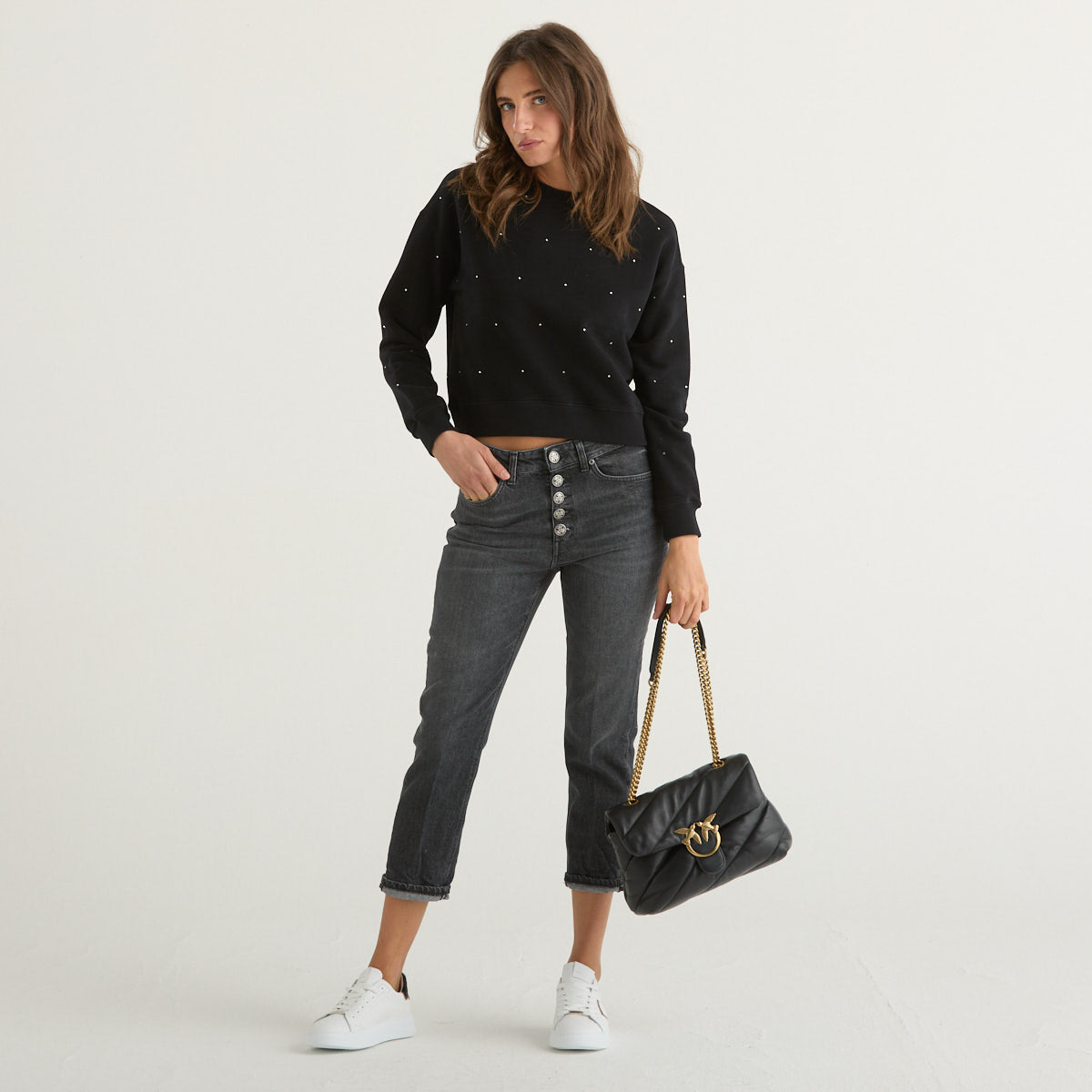 Mc2 Saint Barth felpa all over strass nera