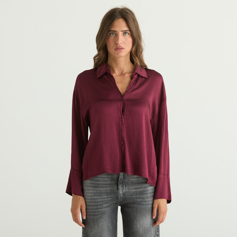 Haveone camicia rigata in tessuto bordeaux