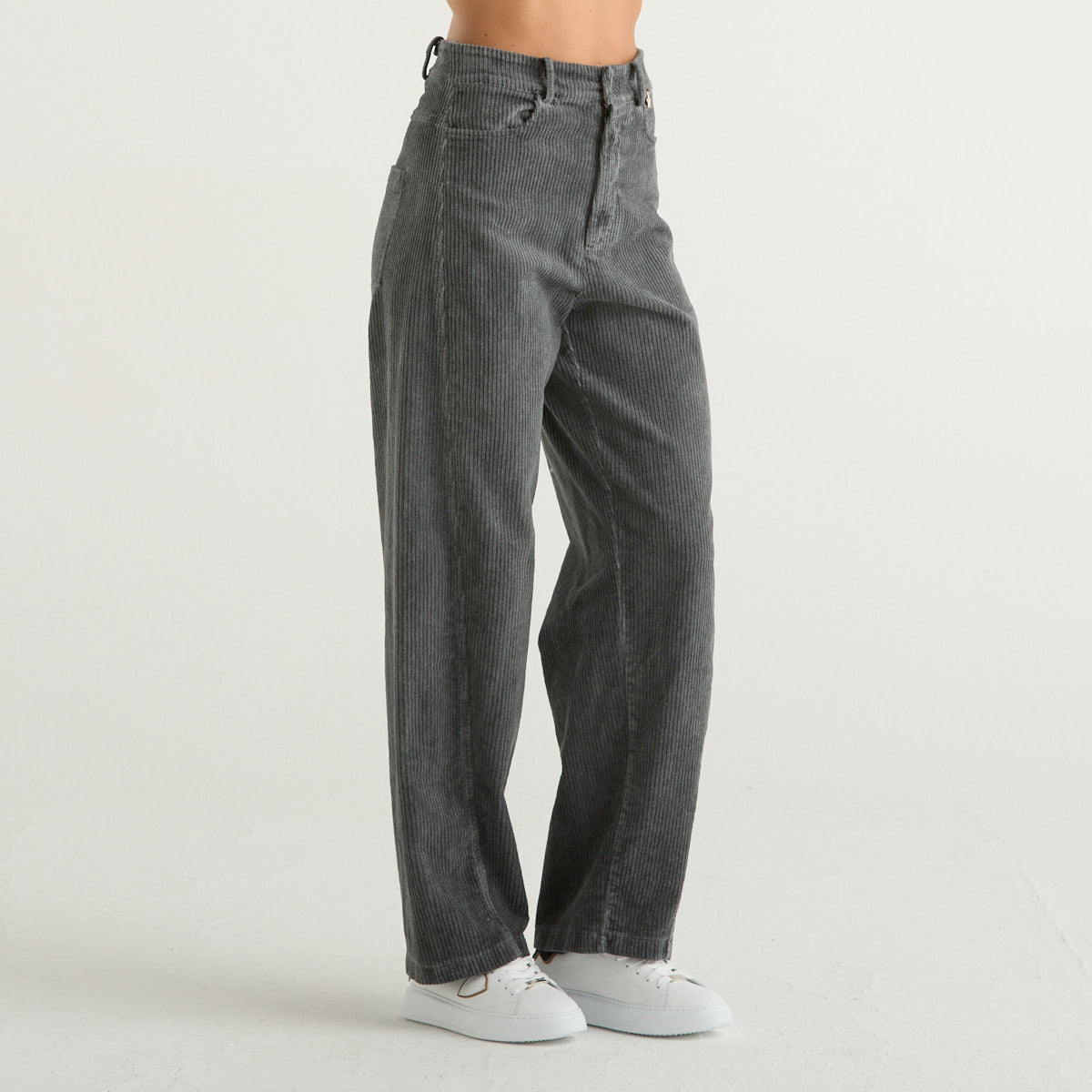 Souvenir pantalone a palazzo in velluto grigio