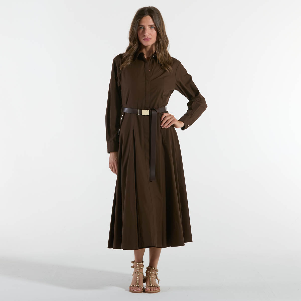 Maxmara chemisier in popeline di cotone marrone