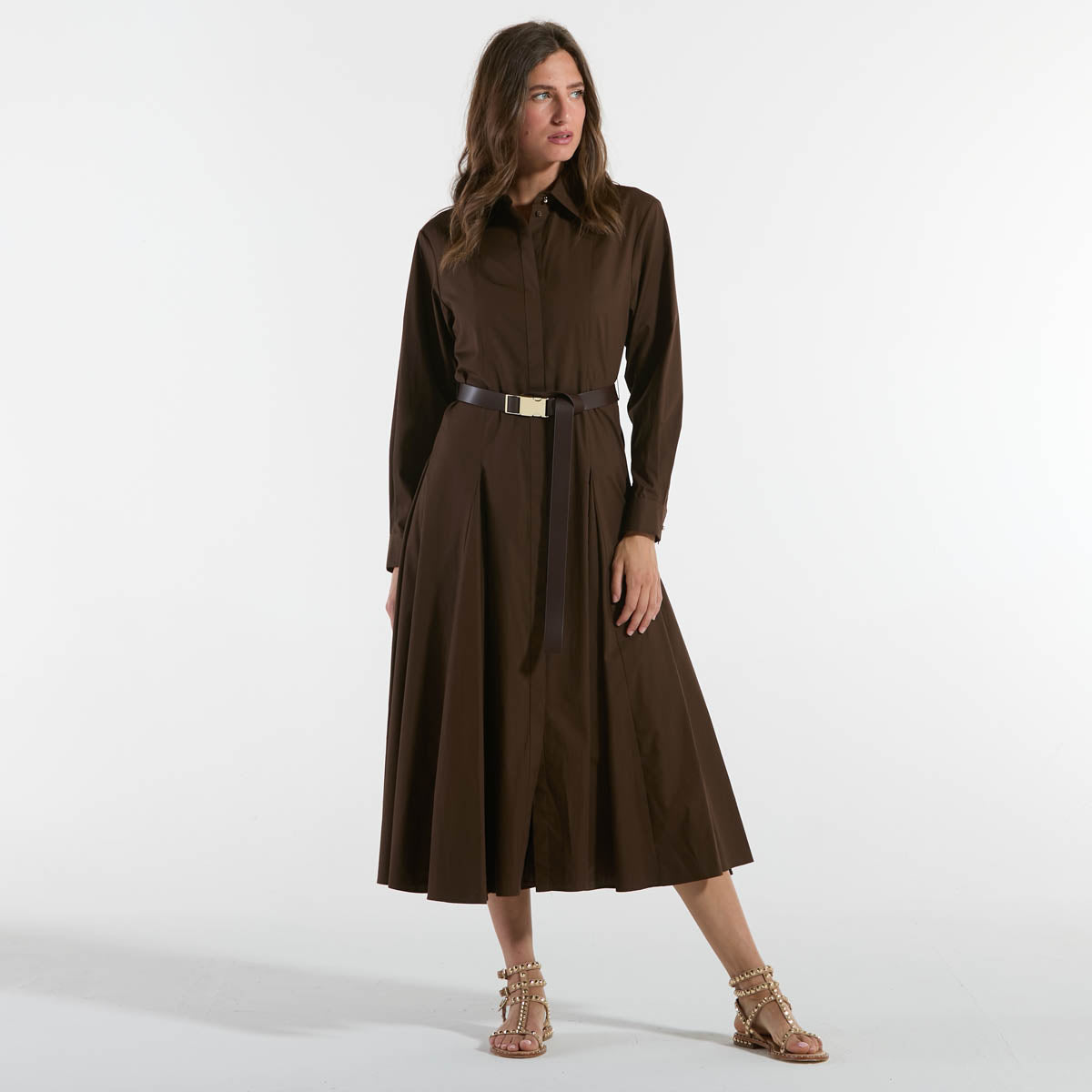 Maxmara chemisier in popeline di cotone marrone