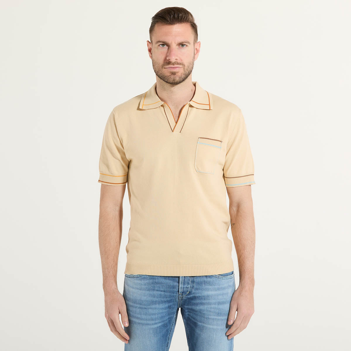 Daniele Fiesoli polo manica corta in tessuto beige