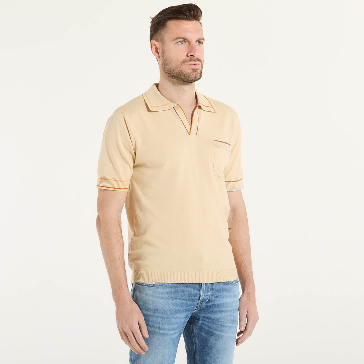 Daniele Fiesoli polo manica corta in tessuto beige