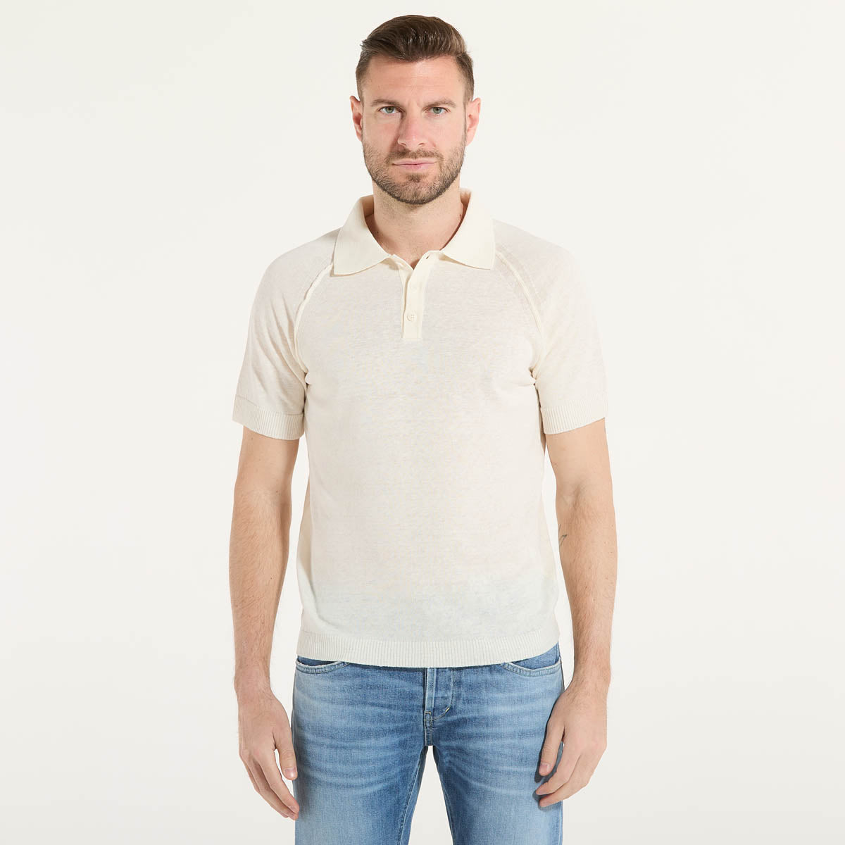 Daniele Fiesoli polo in lino e cotone beige chiaro