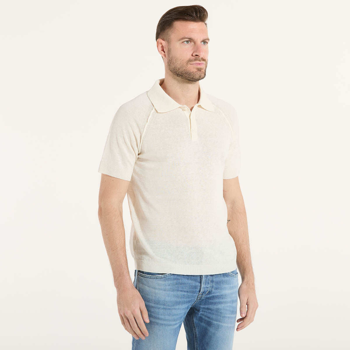 Daniele Fiesoli polo in lino e cotone beige chiaro
