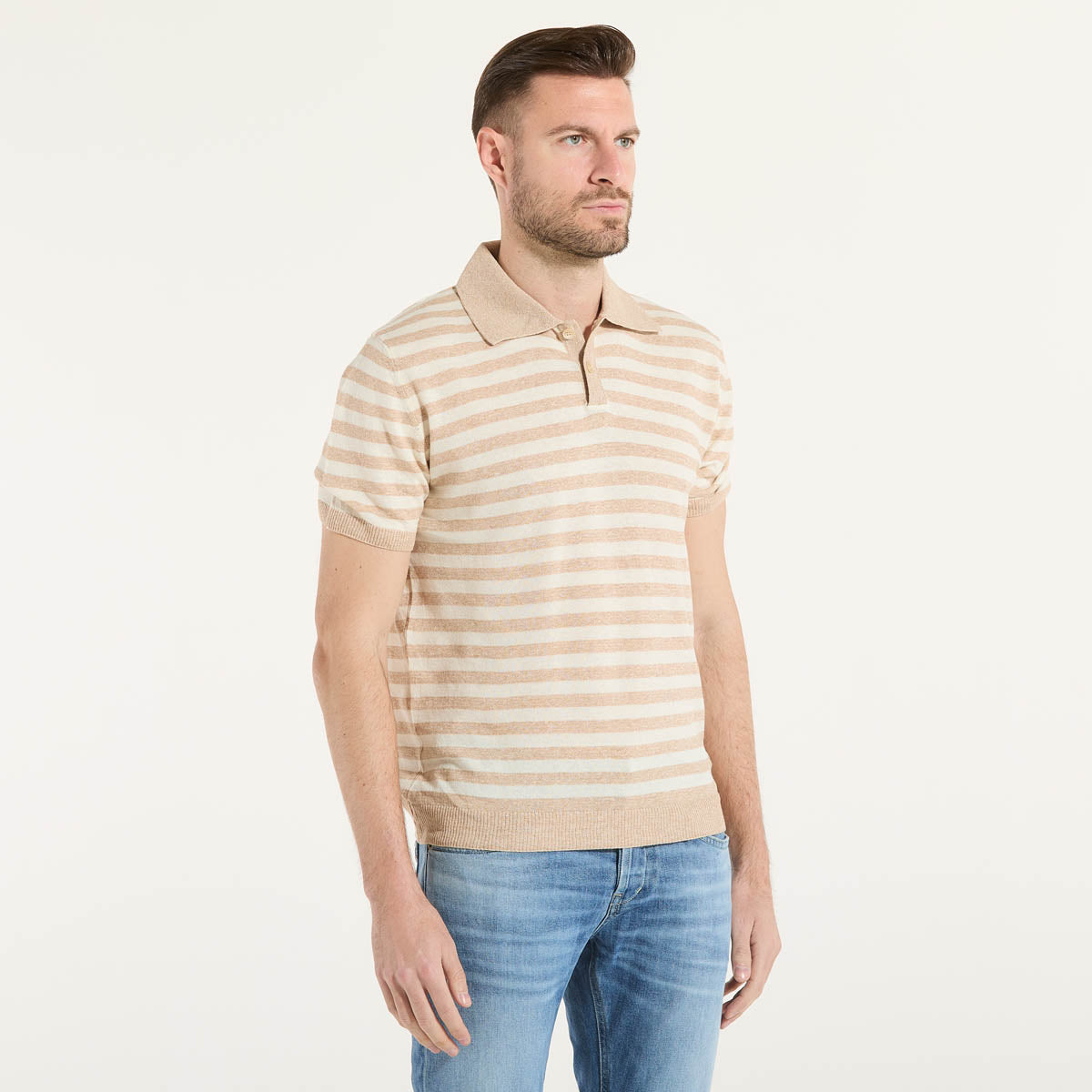 Daniele Fiesoli polo manica corta a righe beige