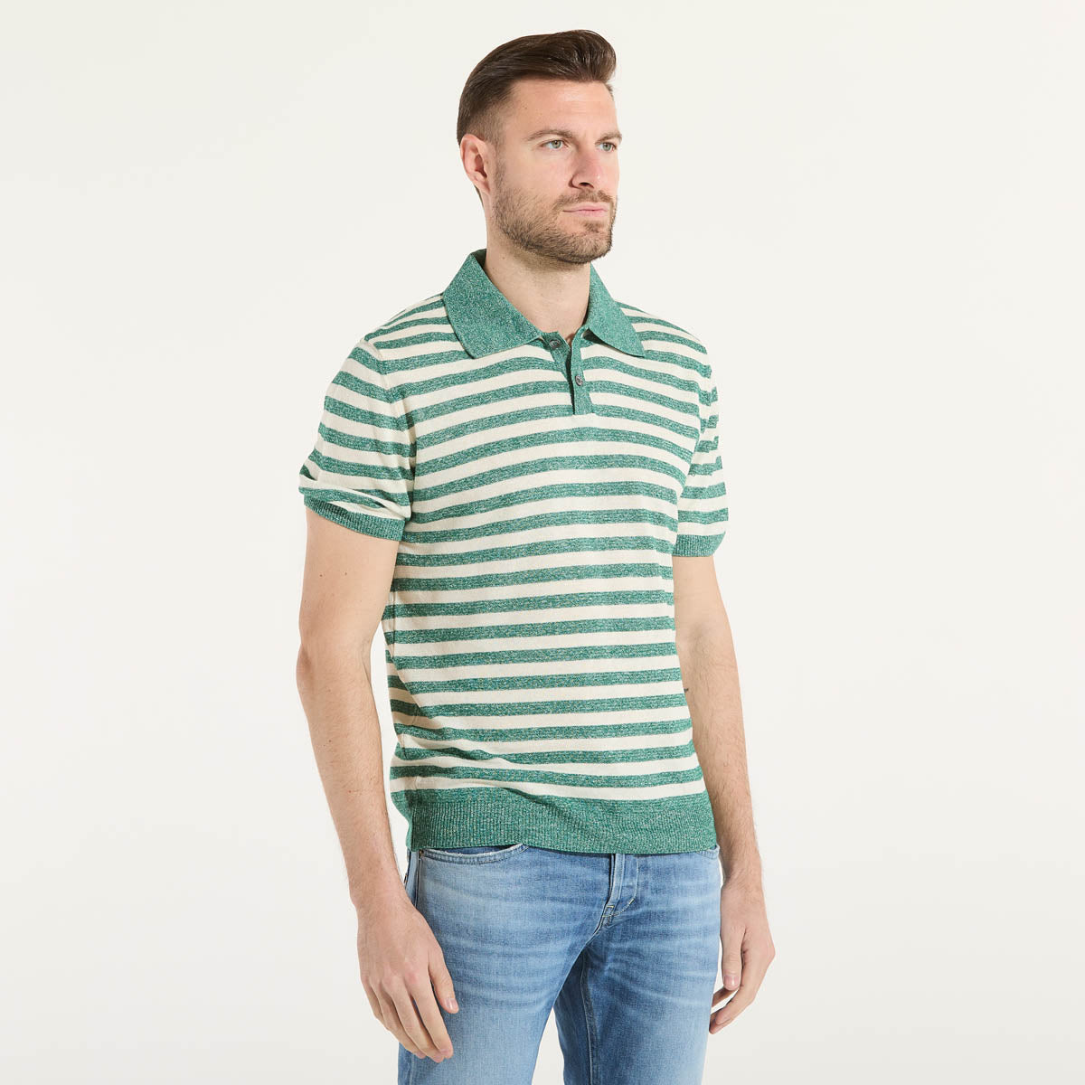 Daniele Fiesoli polo manica corta a righe verde