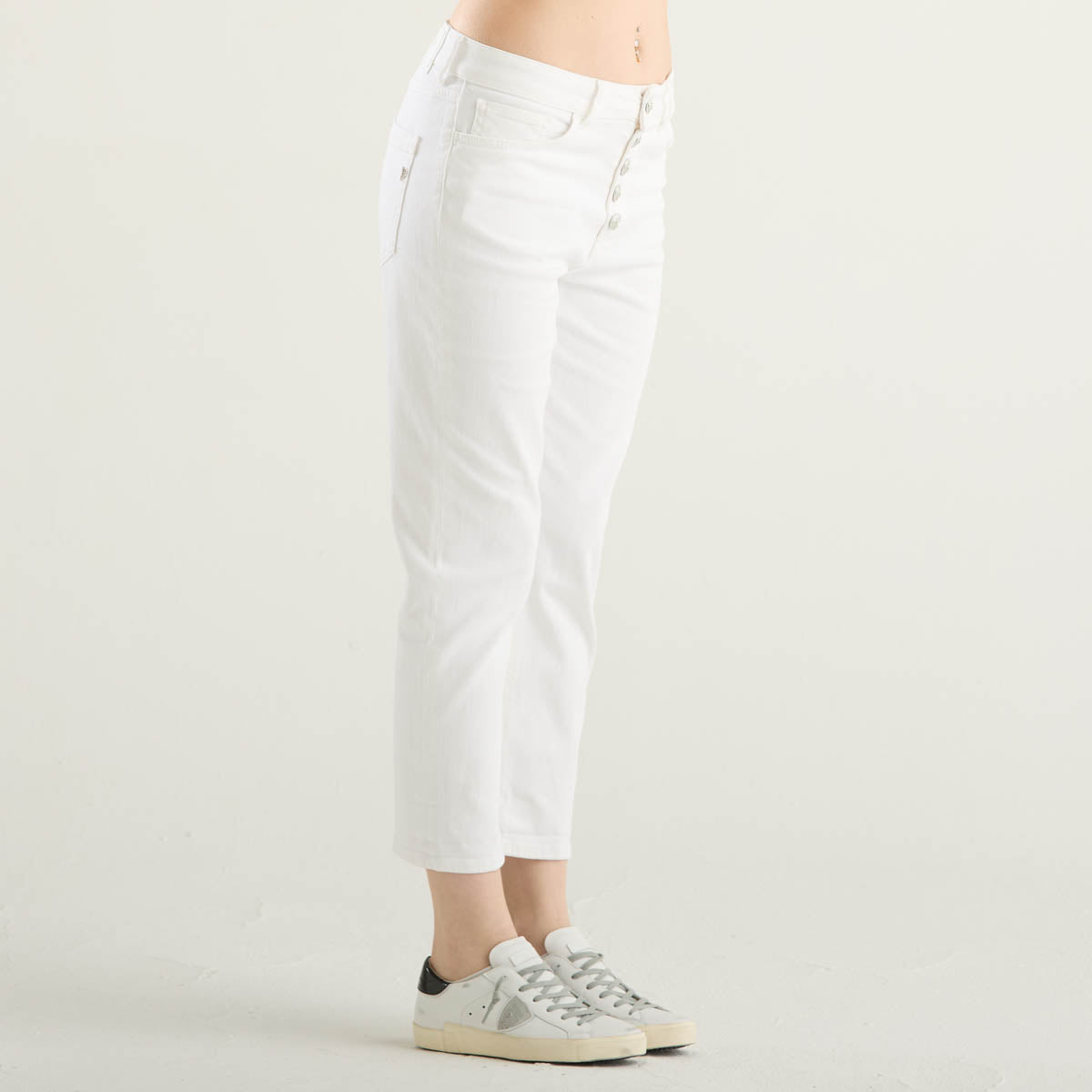 Dondup jeans Koons abbottonatura gioiello bianco