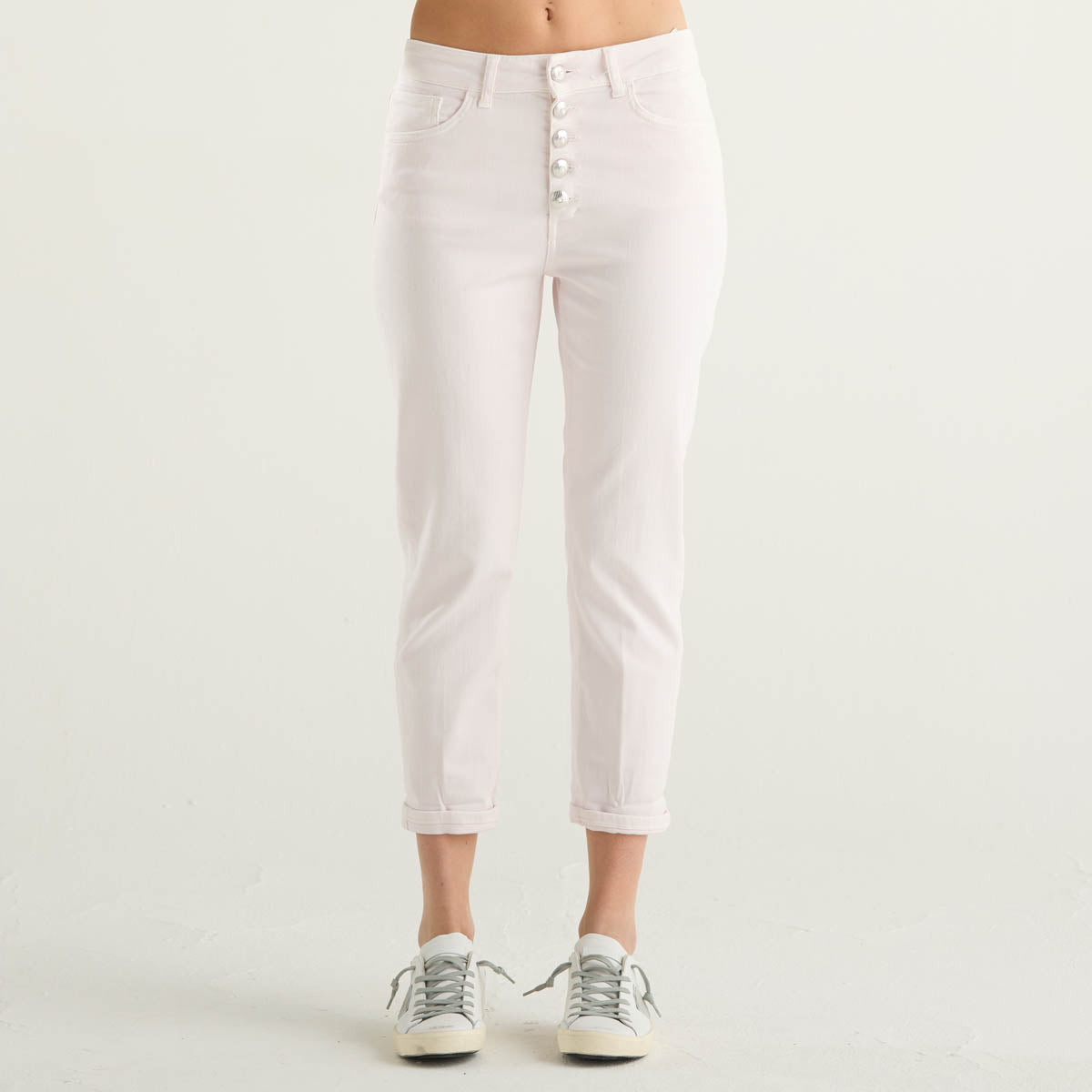 Dondup jeans Koons abbottonatura gioiello rosa