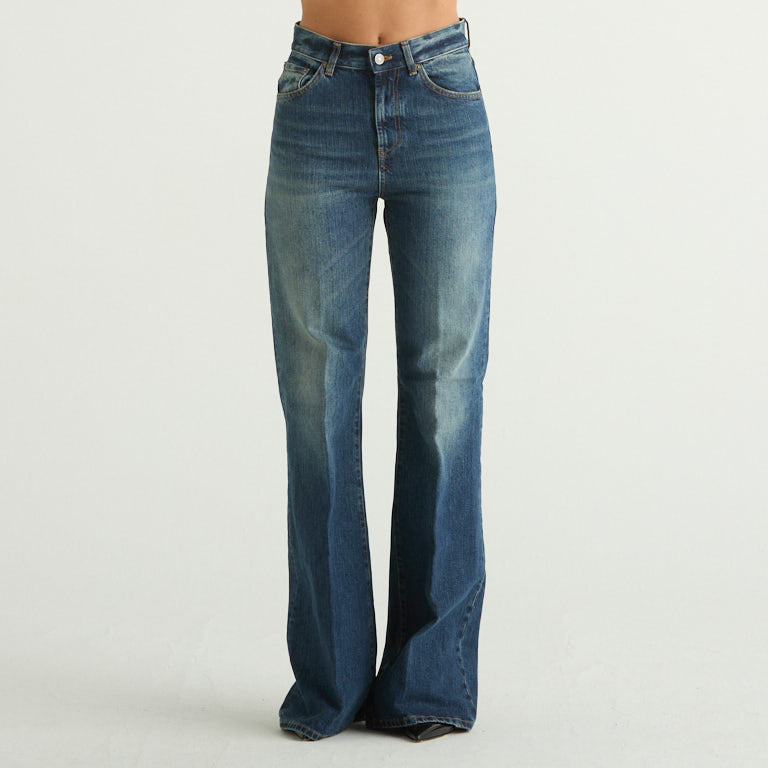 Dondup jeans amber a palazzo denim scuro slavato