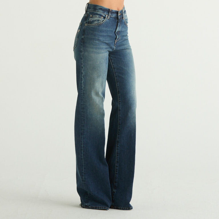 Dondup jeans amber a palazzo denim scuro slavato
