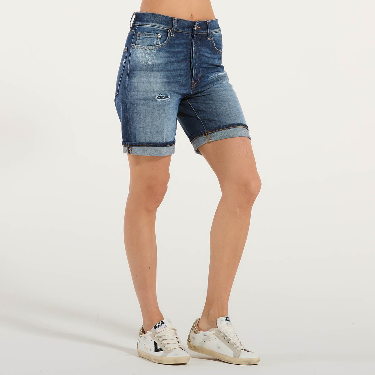 Dondup shorts dade denim jeans slavato scuro
