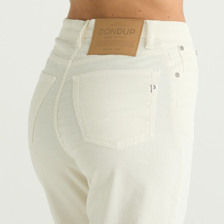 Dondup pantalone bessie in velluto a coste panna