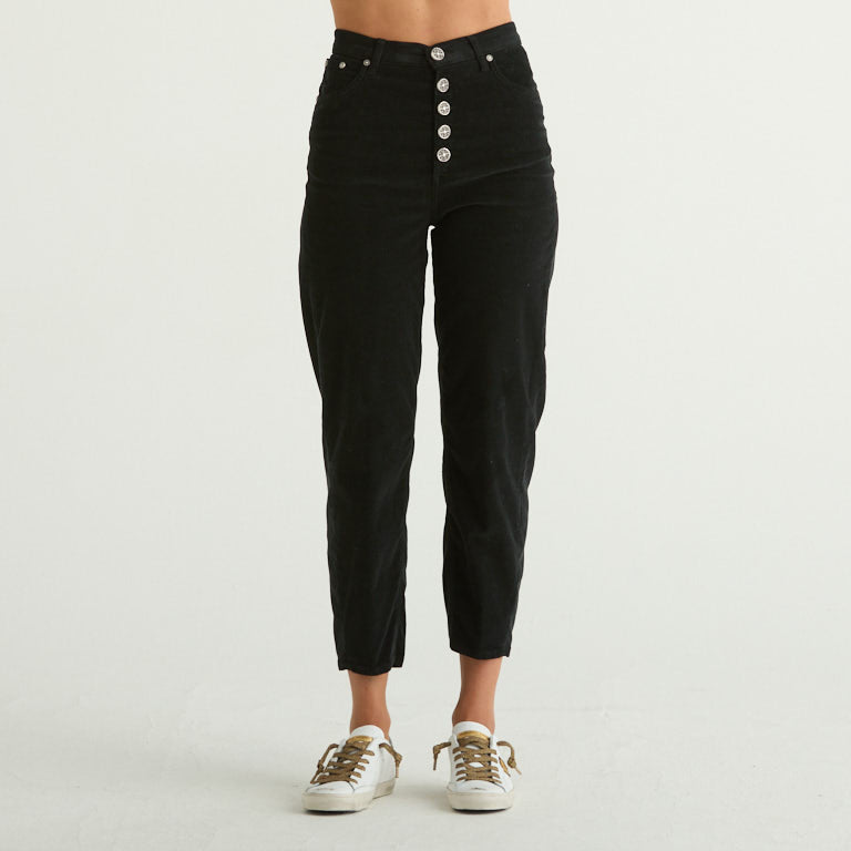 Dondup pantalone bessie in velluto a coste nero