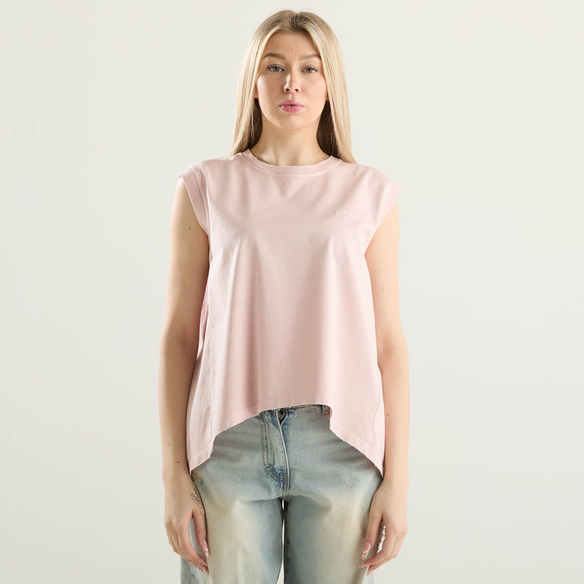 Dondup t-shirt girocollo rosa in tessuto