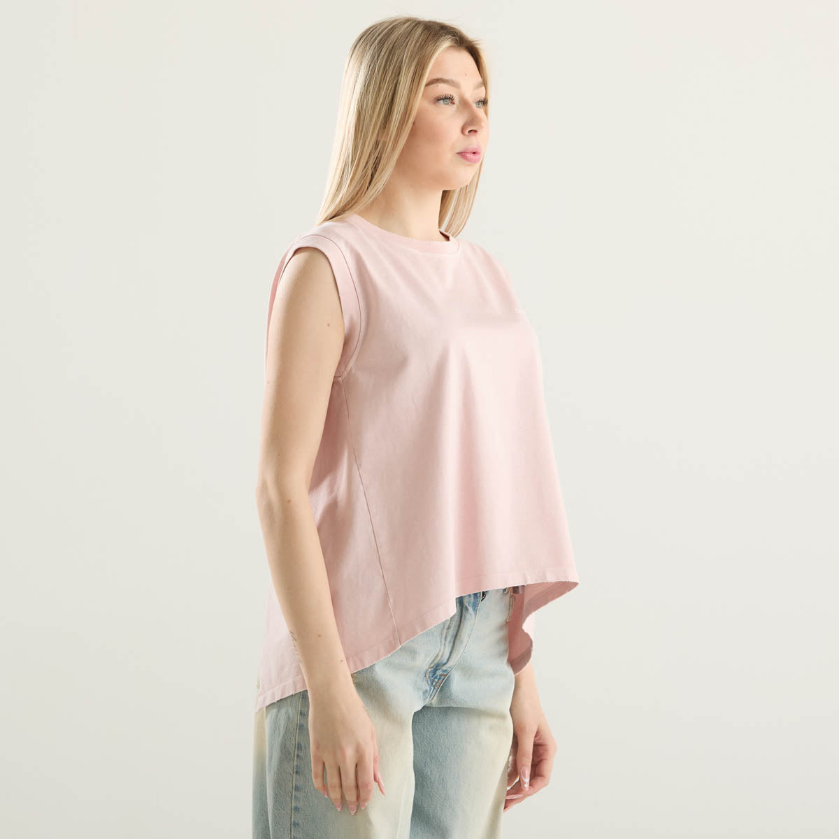 Dondup t-shirt girocollo rosa in tessuto