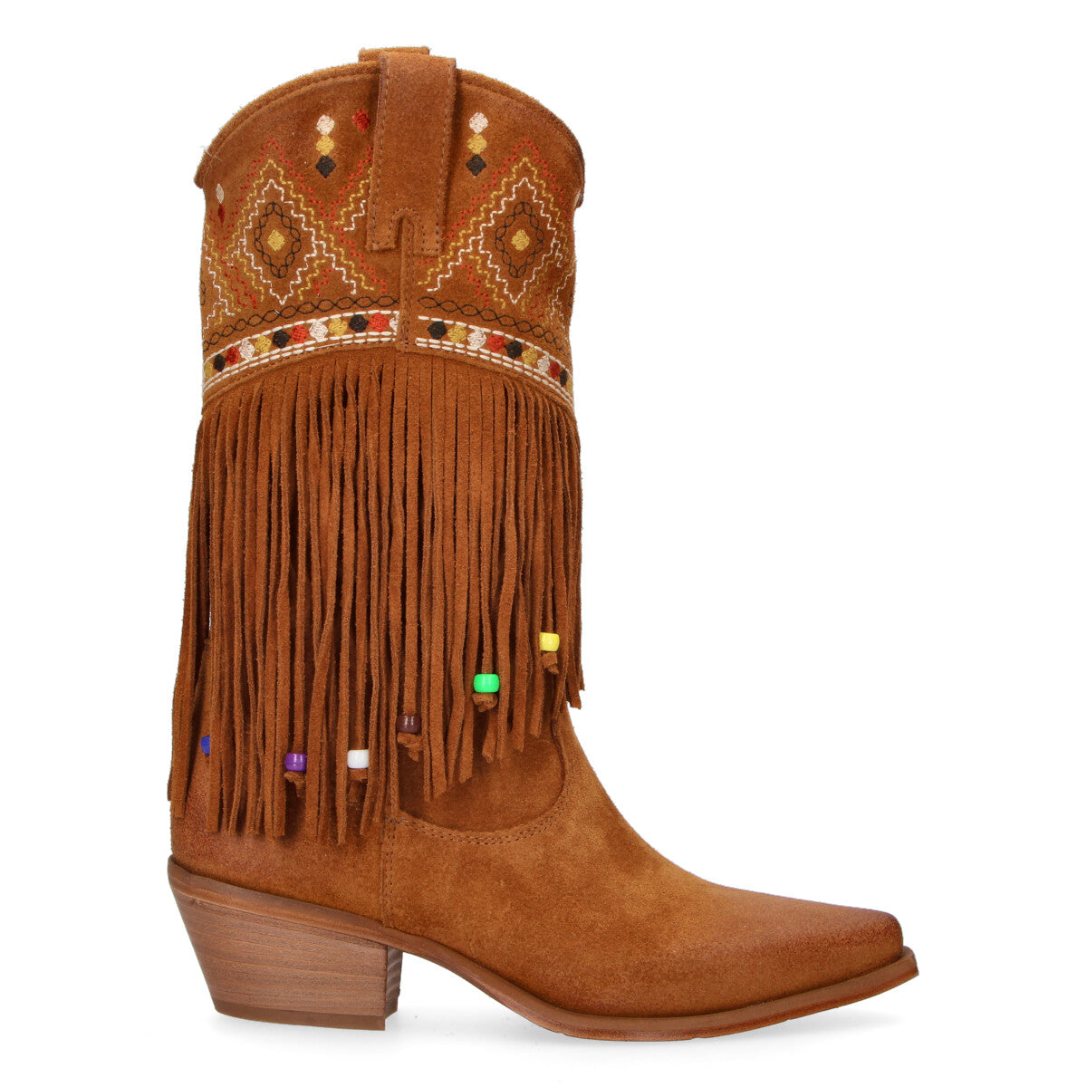 Metisse stivale texano in camoscio ricamato cuoio