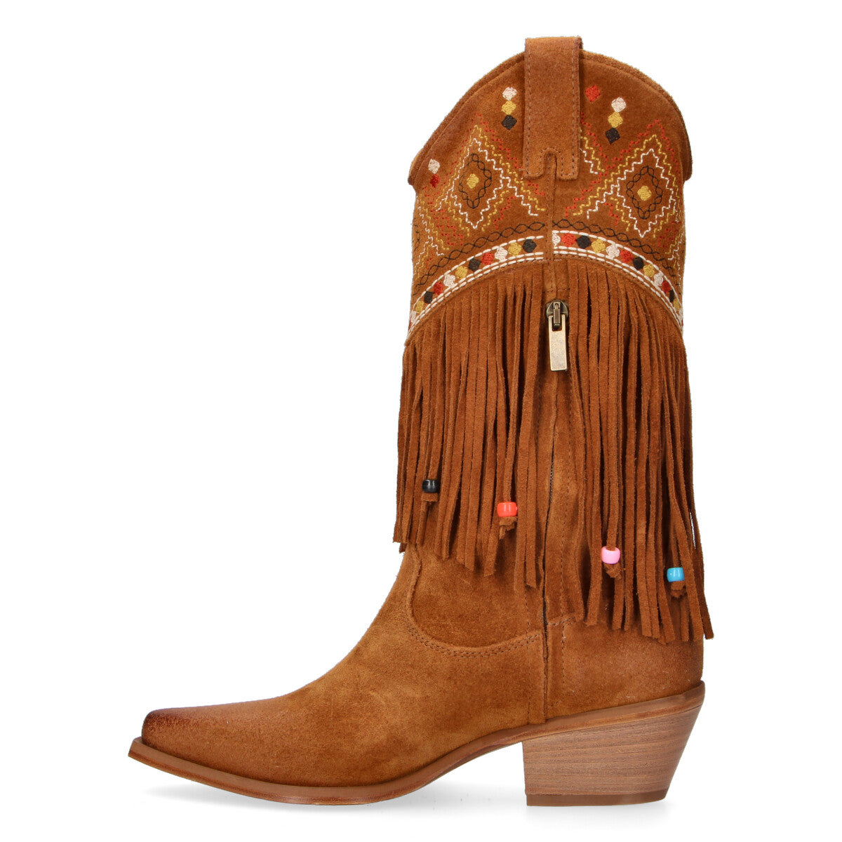 Metisse stivale texano in camoscio ricamato cuoio