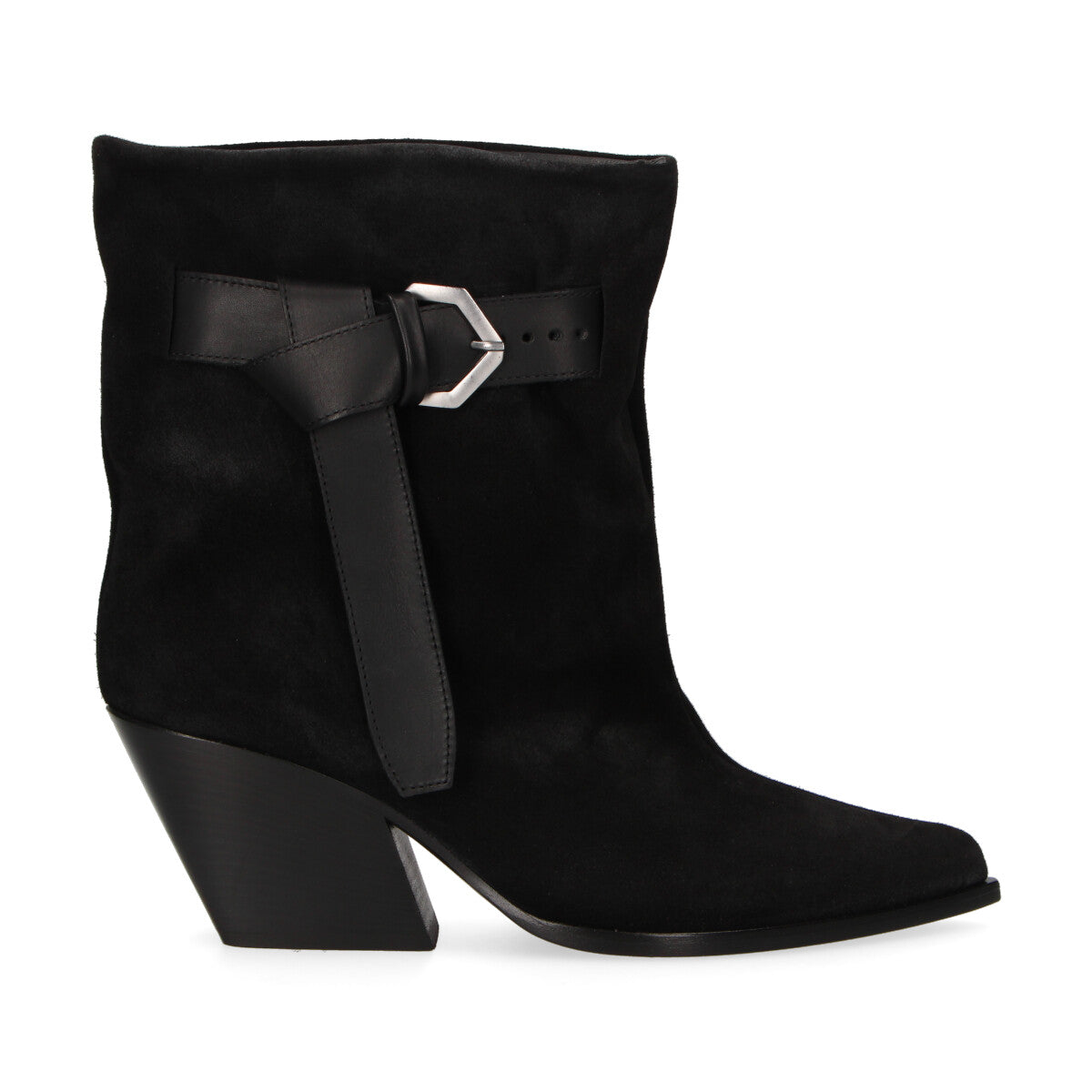 Elena Iachi tronchetto fibbia in camoscio nero