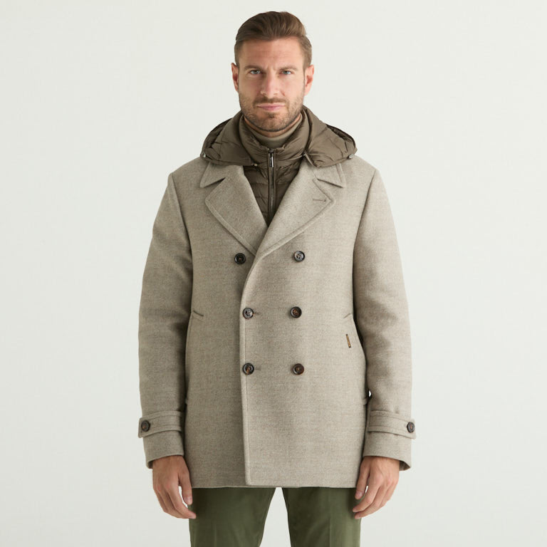 Moorer cappotto eligio doppiopetto tessuto beige