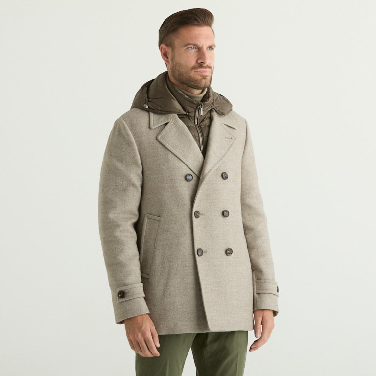 Moorer cappotto eligio doppiopetto tessuto beige
