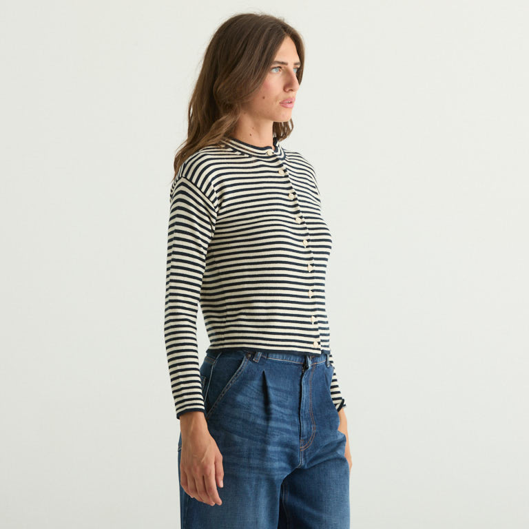 Maxmara cardigan in maglia riga media blu