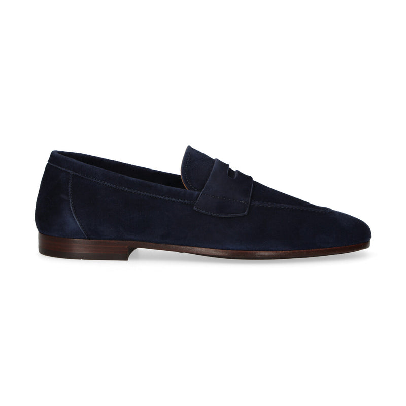 Giano mocassino in camoscio blu