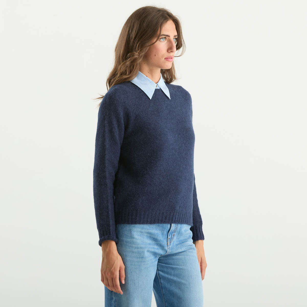 Maxmara maglione girocollo in alpaca e cotone blu