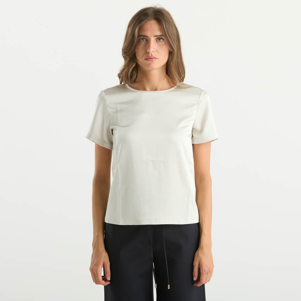 Maxmara blusa in maglia girocollo beige