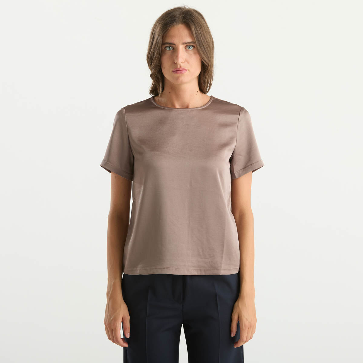 Maxmara blusa in maglia girocollo marrone