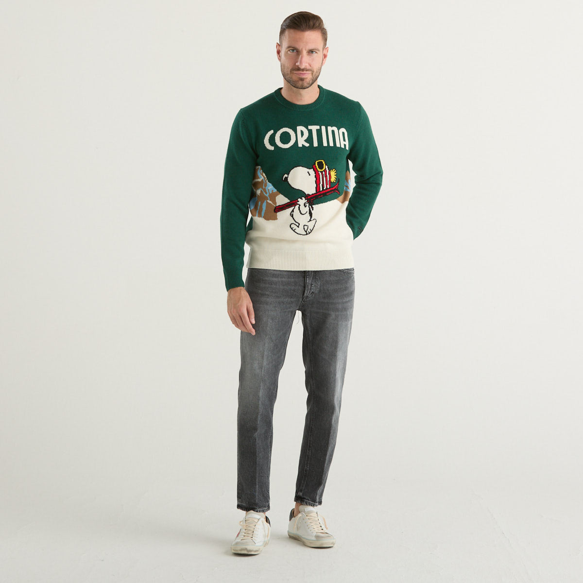 Mc2 Saint Barth maglione snoopy cortina verde