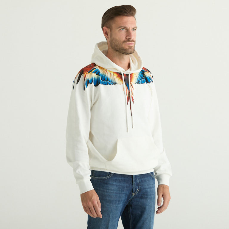 County of Milan felpa con cappuccio bianca aquila