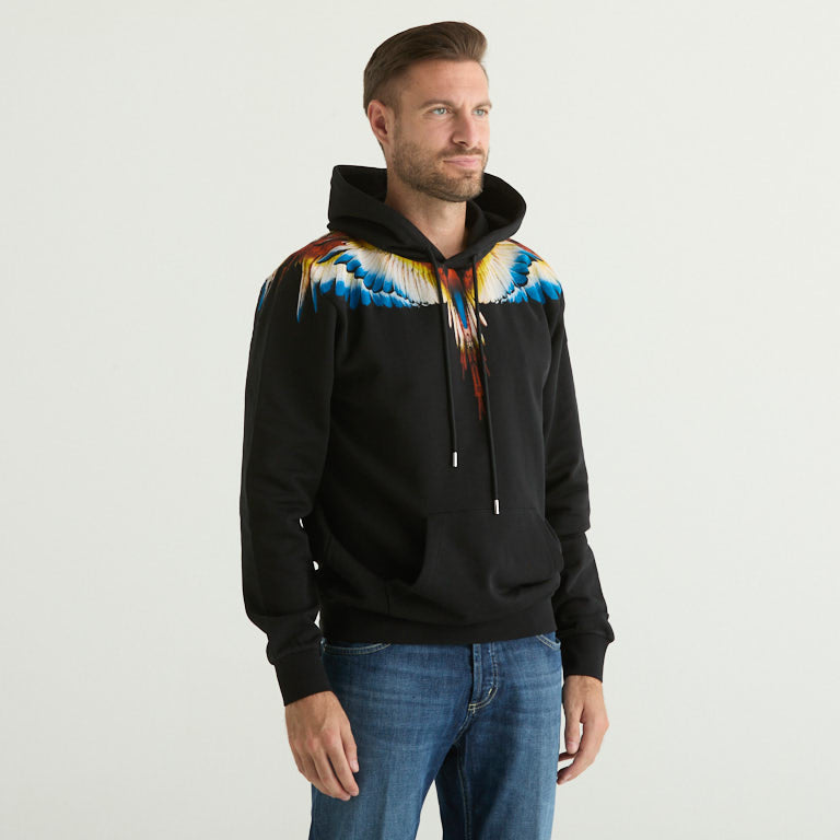 County of Milan felpa con cappuccio nera aquila