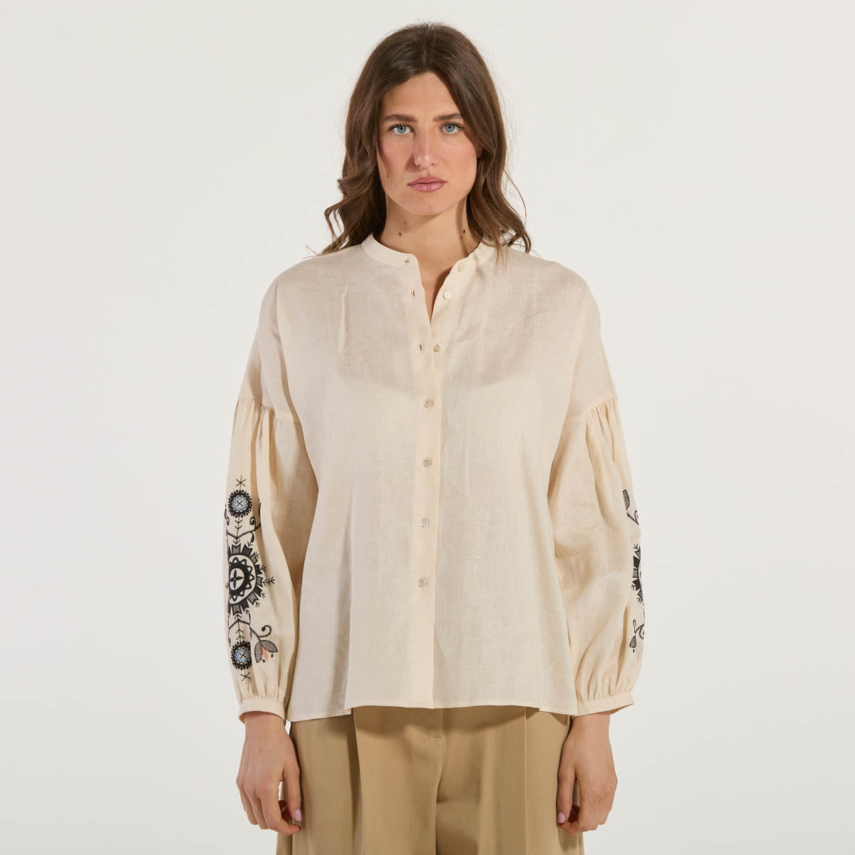 Maxmara camicia in puro lino leggera ecrù