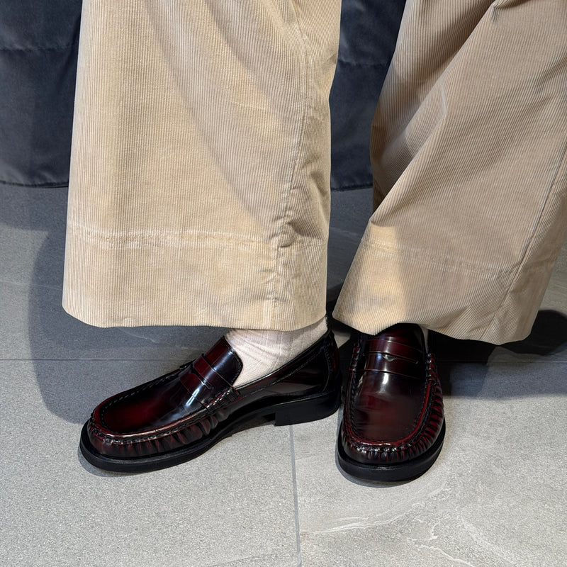 Poeve mocassino pelle lucida bordeaux