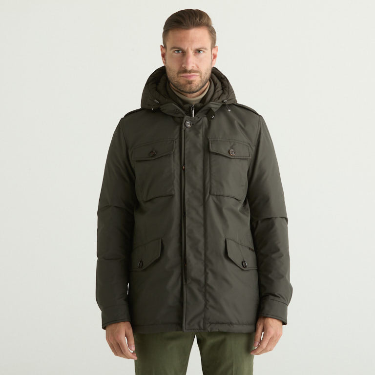Moorer giaccone con cappuccio verde militare