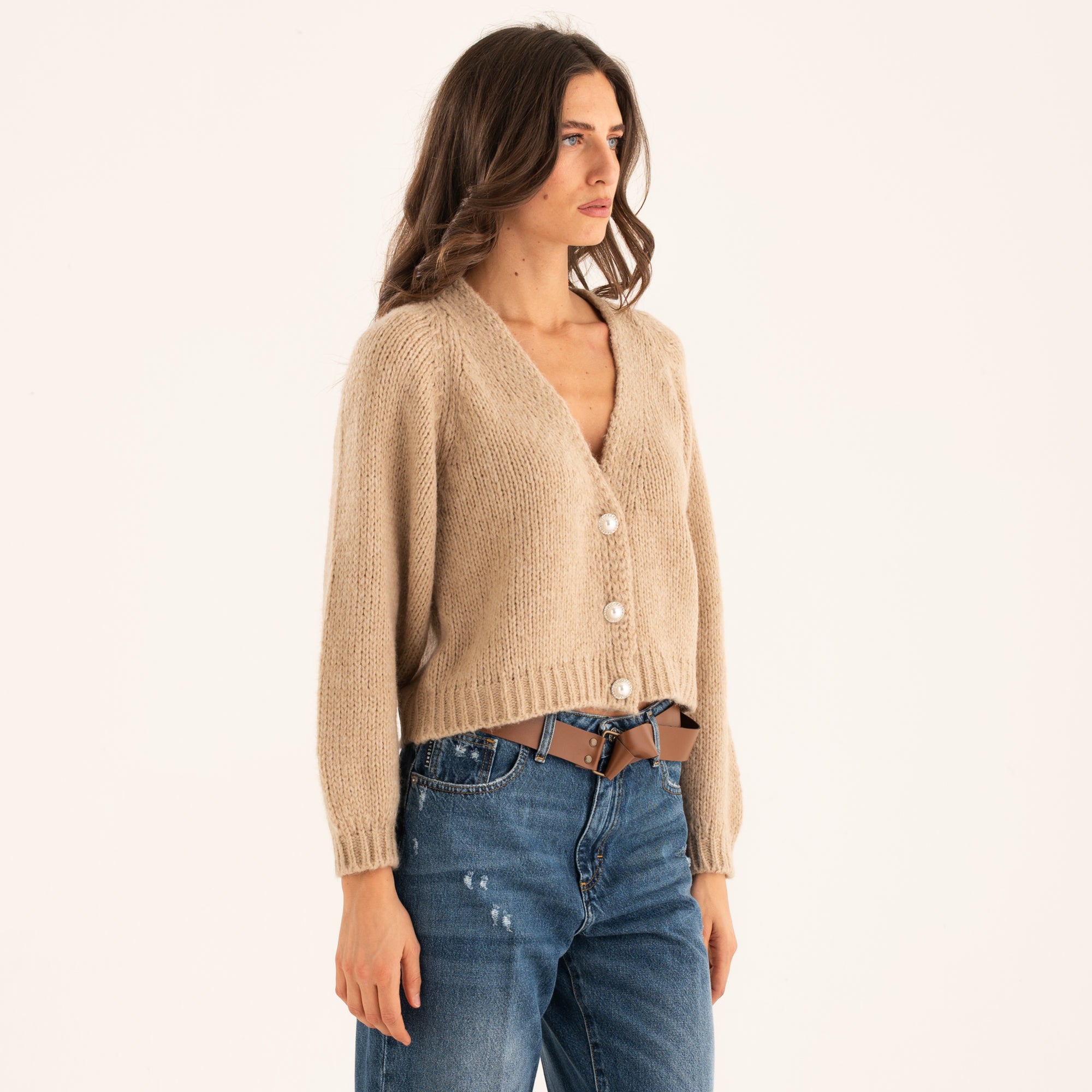 Haveone cardigan in tessuto beige