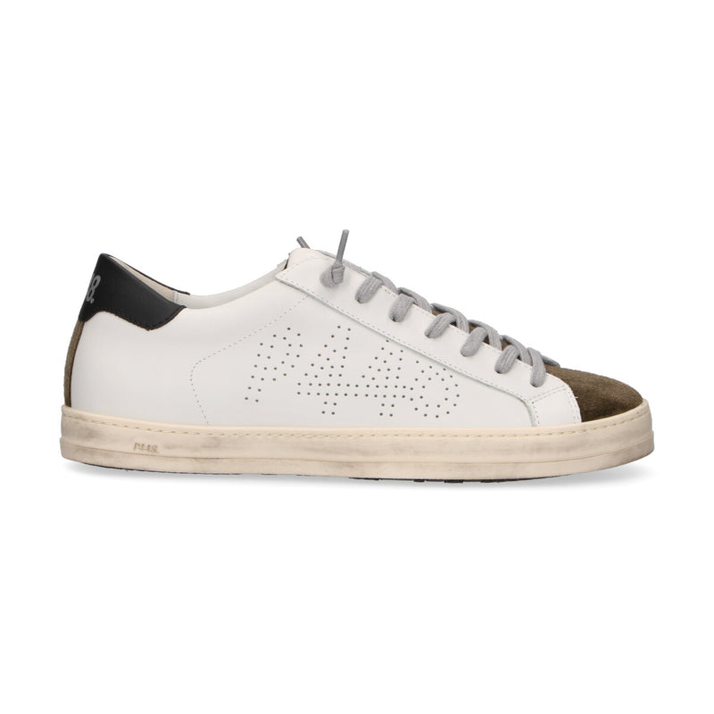 P448 sneaker John pelle bianca e verde