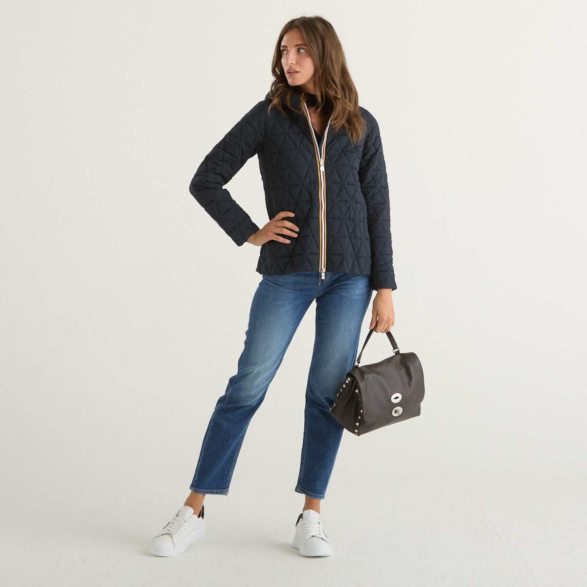 K-way giubbino trapuntato con cappuccio blu