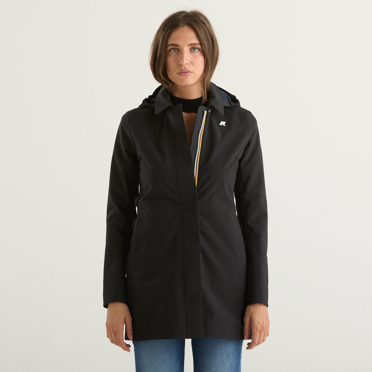 K-way giubbino con cappuccio in tessuto nero