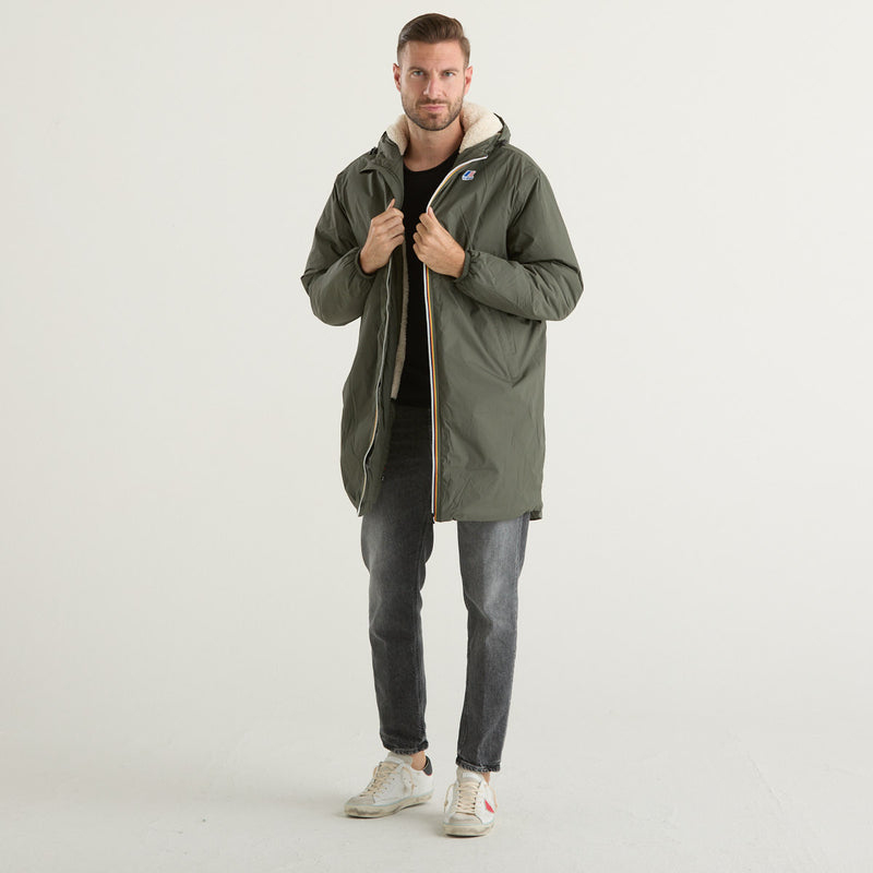 K-way giubbotto lungo con cappuccio verde