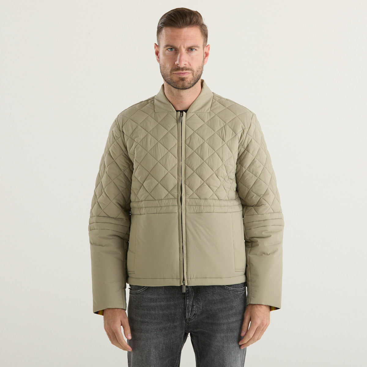 K-way giubbino trapuntato corto verde chiaro