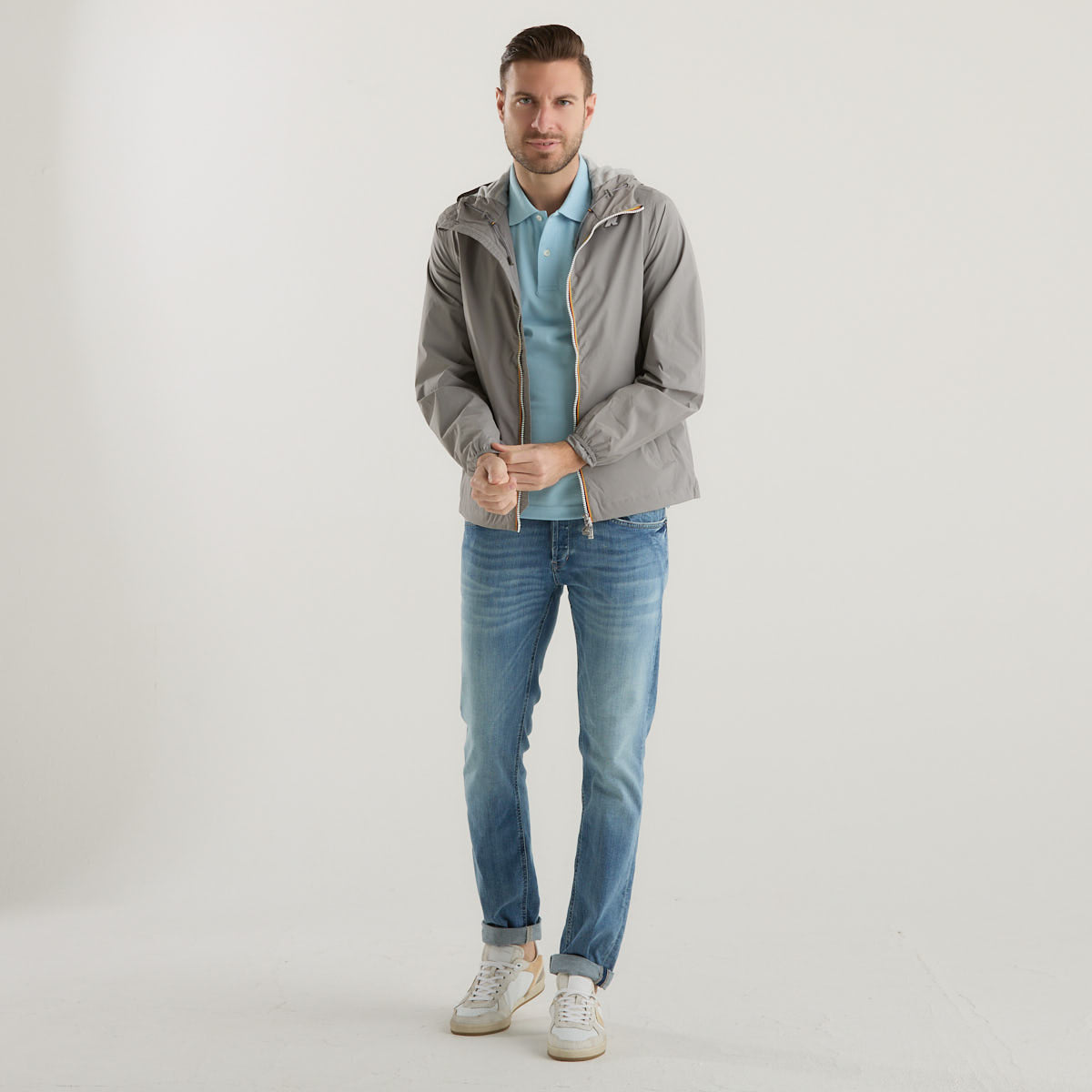 K-Way giubbino leggero con cappuccio grigio