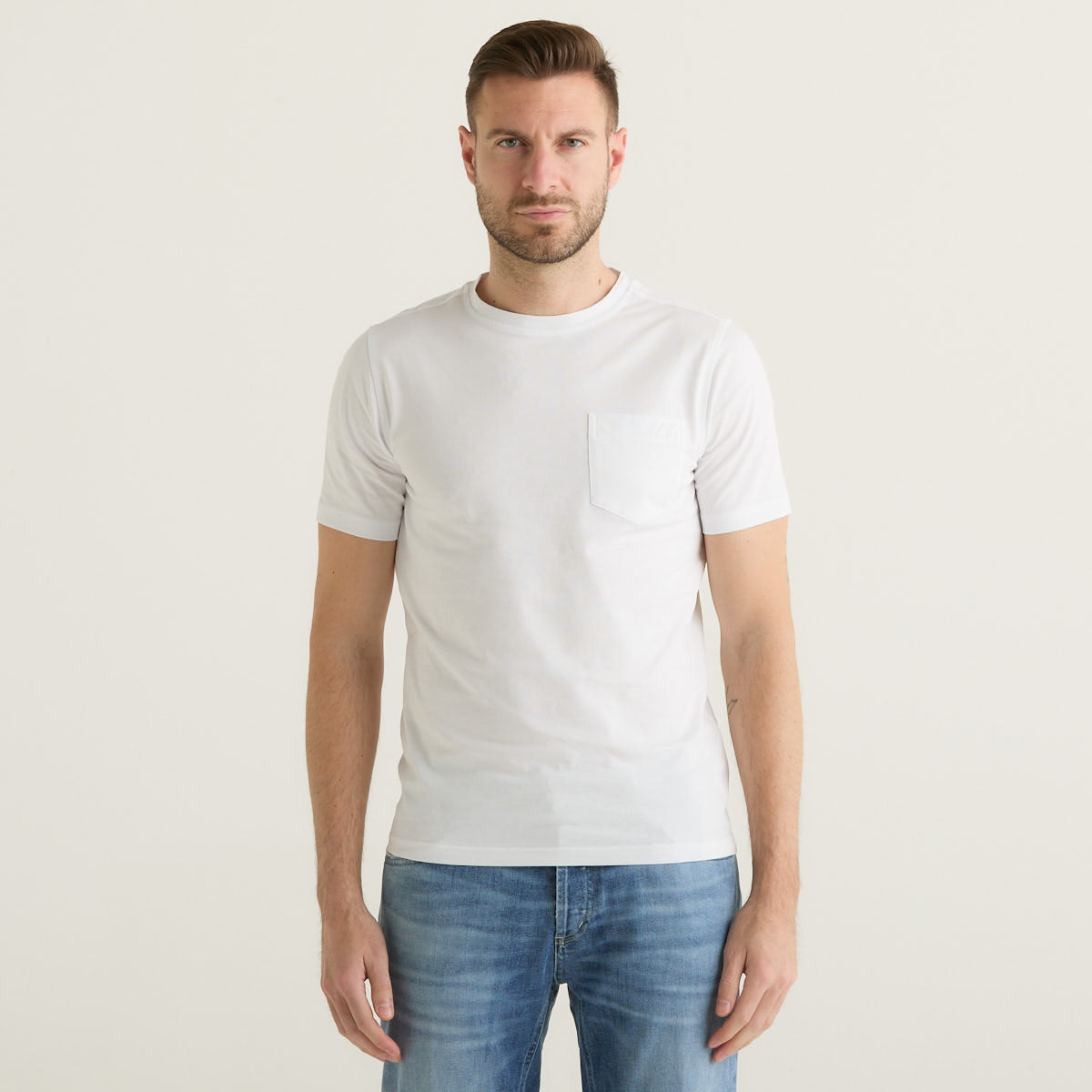 K-Way t-shirt girocollo in tessuto bianco