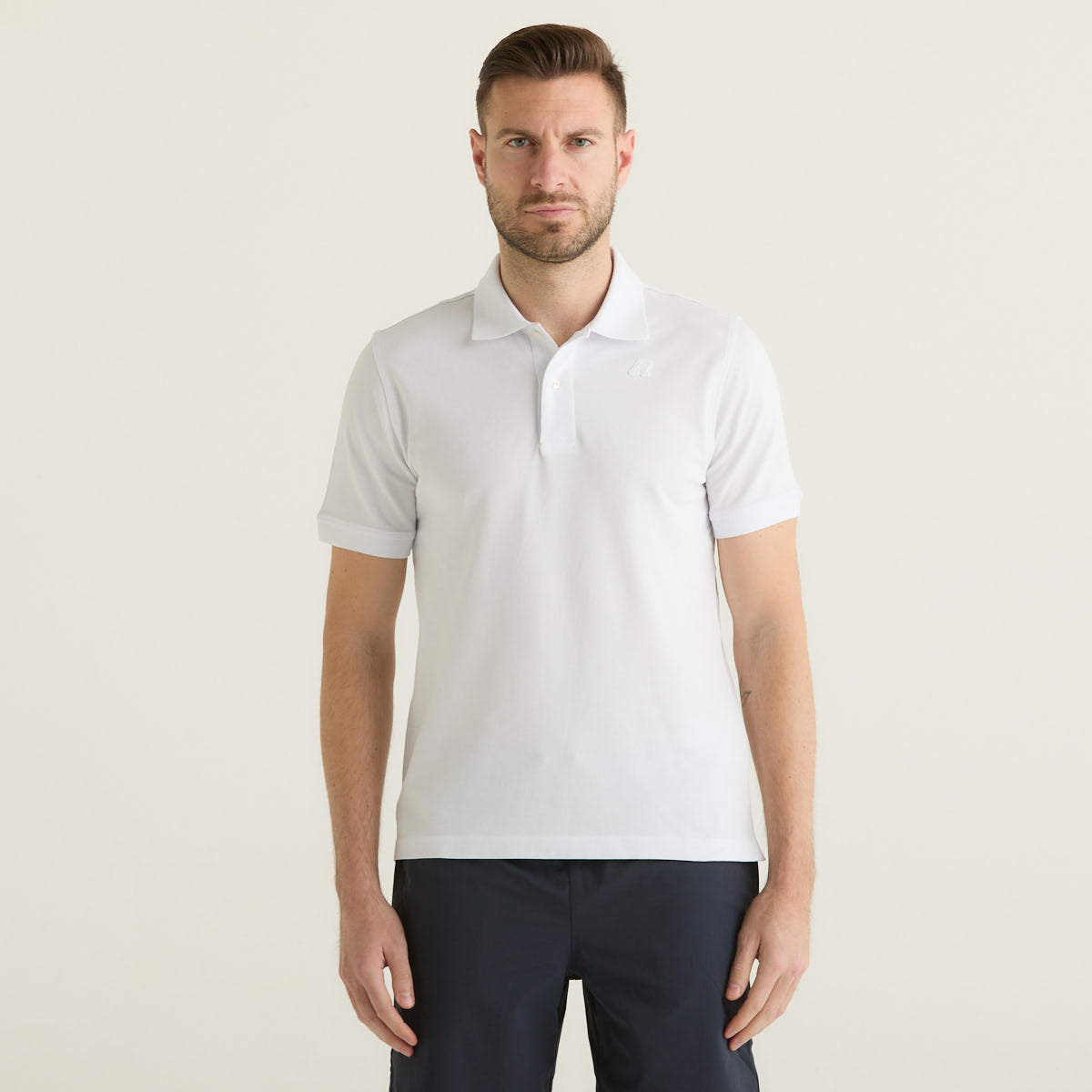 K-way polo manica corta in tessuto bianco