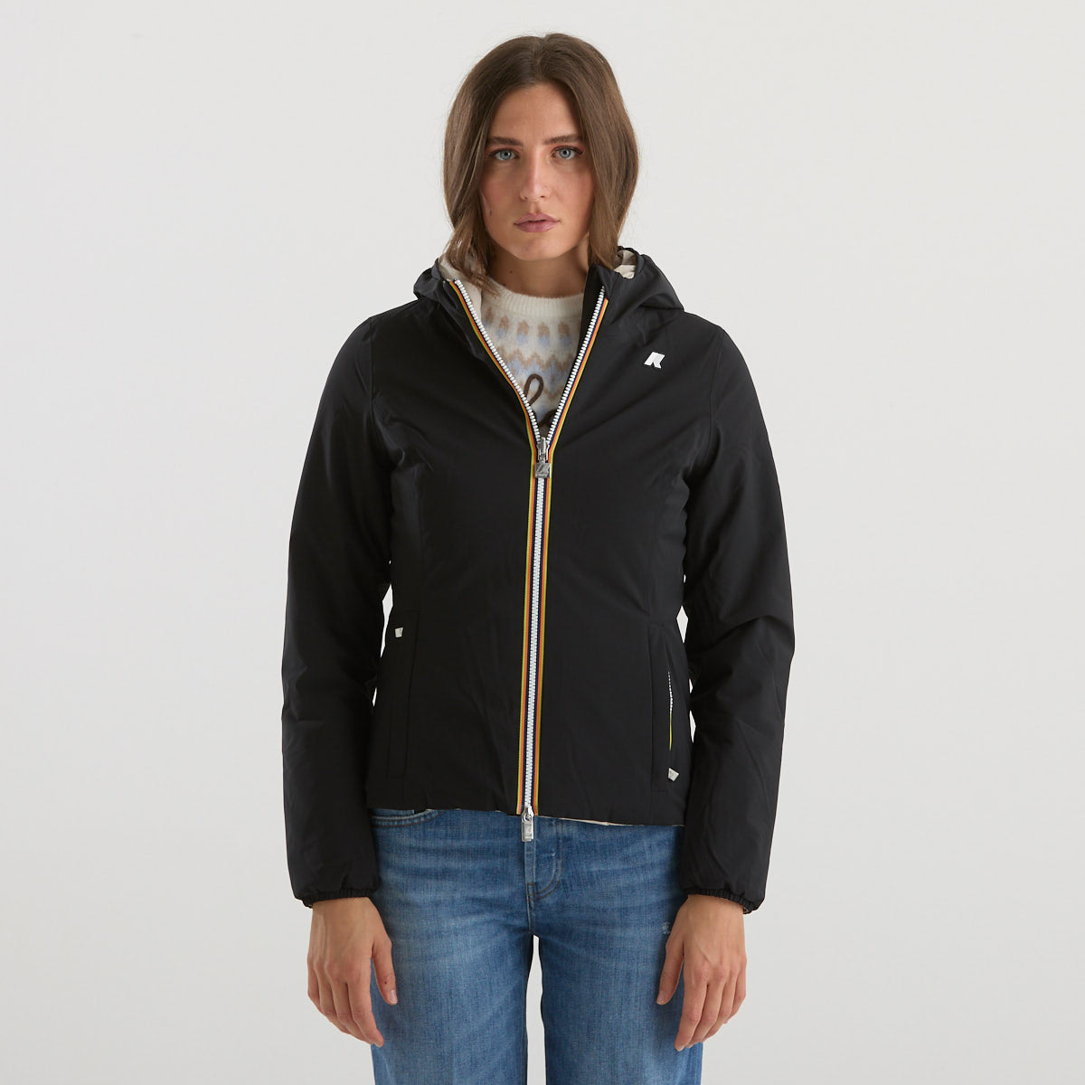 K-way giubbino con cappucio reversibile beige